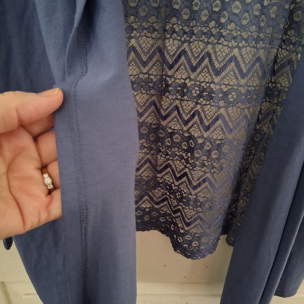 Jacqueline de Yong JDY Cornflower Blue Lace Open-Front Cardigan - Picture 6 of 16
